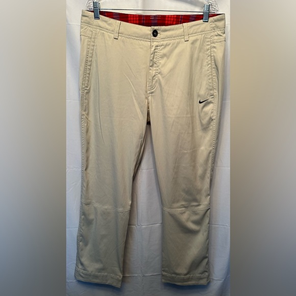 Nike Other - Nike Golf Dri-Fit Pants Men's 36x30 Tan Beige Lightweight Plaid Details Trim